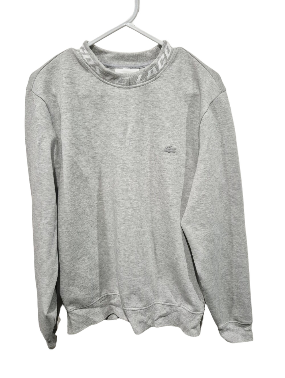 Lacoste Classic Fit Logo Mock Neck Crewneck Sweatshirt Heather Grey US S